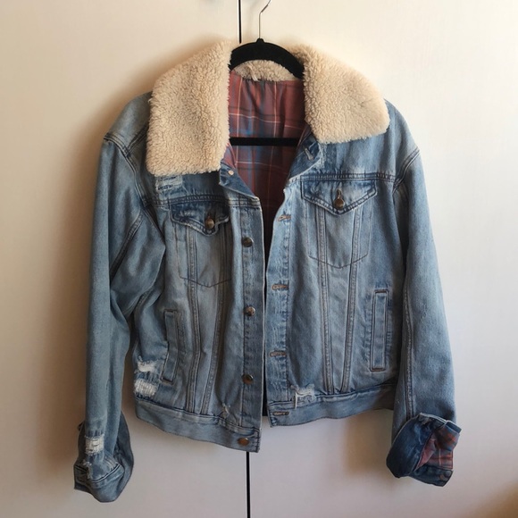 Sherpa Plaid Lined Denim Jacket | Poshmark